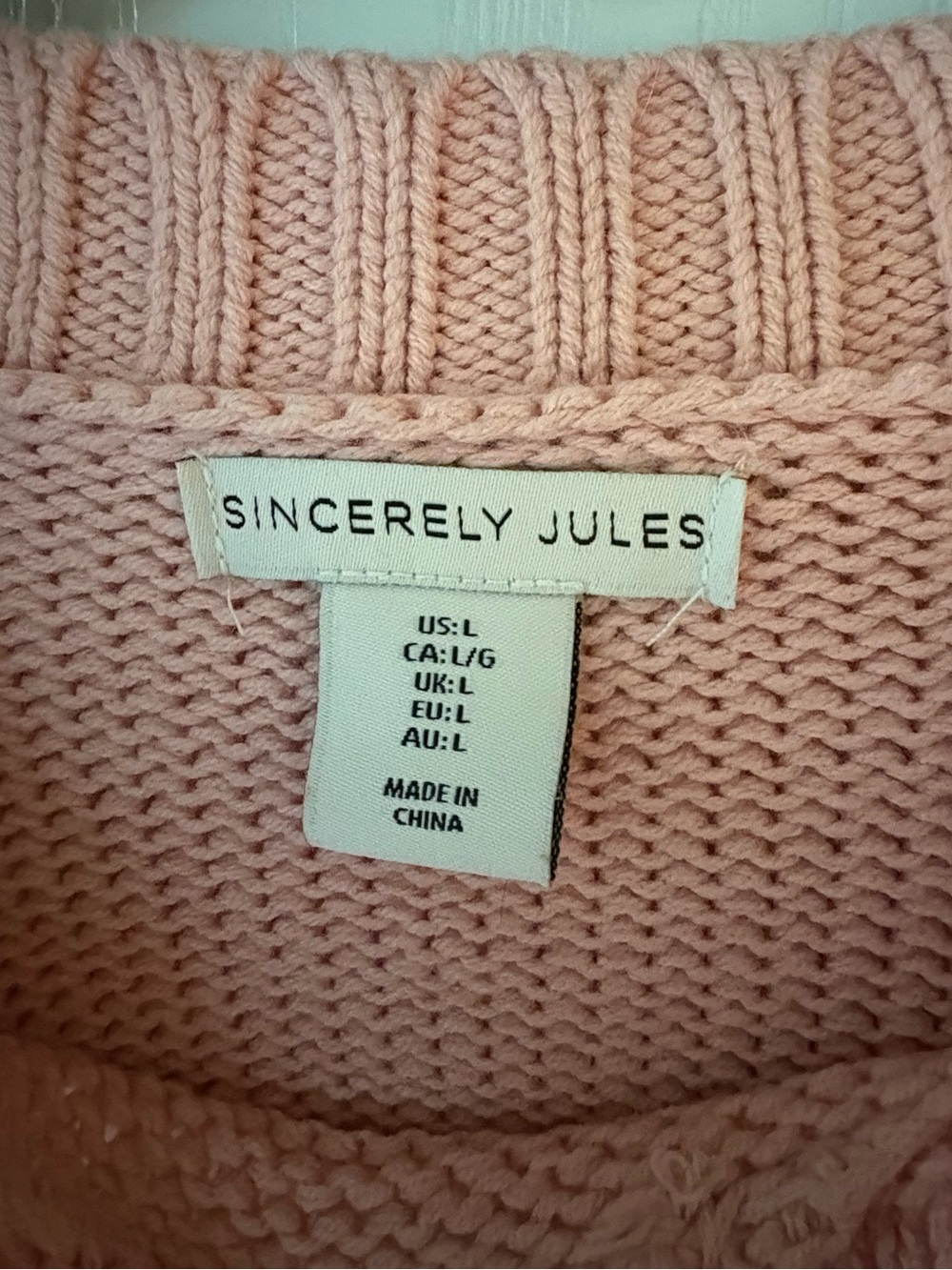 Sincerely Jules Pink Bow Knit Sweater Oversized Coquette Size L - Picture 3 of 3